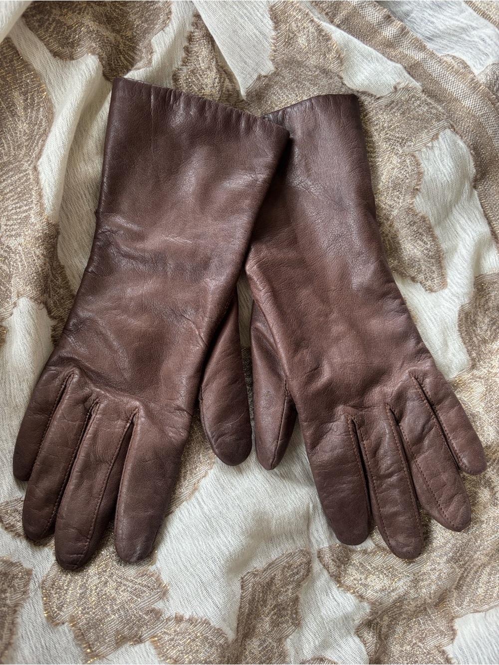 Vintage Fownes Brown Genuine Leather Gloves Cold Weather Classic